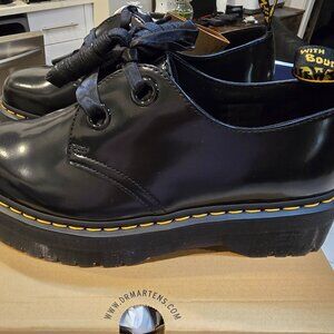 Dr. Martens Men's Holly 2-Eye Platform Retro Quad Black Buttero Leather SIZE 10
